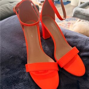 Forever Bright Orange Block Heels